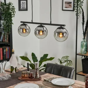hofstein Suspension - Verre Gastor Chrome, Clair, Fumé, 3 lumières* Lampes Modernes
