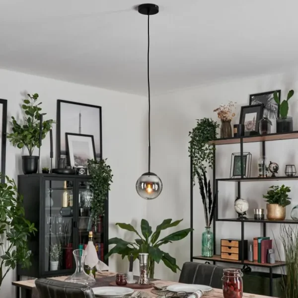 hofstein Suspension - Verre Gastor Chrome, Clair, Fumé, 1 lumière* Lampes Modernes
