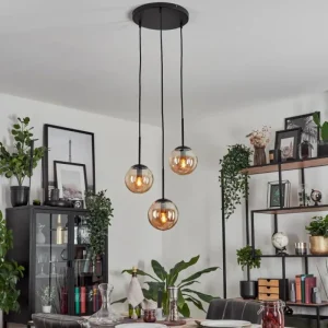 hofstein Suspension - Verre Gastor Ambre, 3 lumières* Lampes En Verre