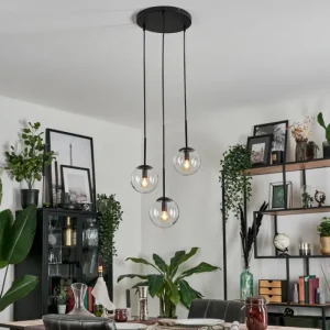 hofstein Suspension - Verre Gastor Clair, 3 lumières* Lampes En Verre
