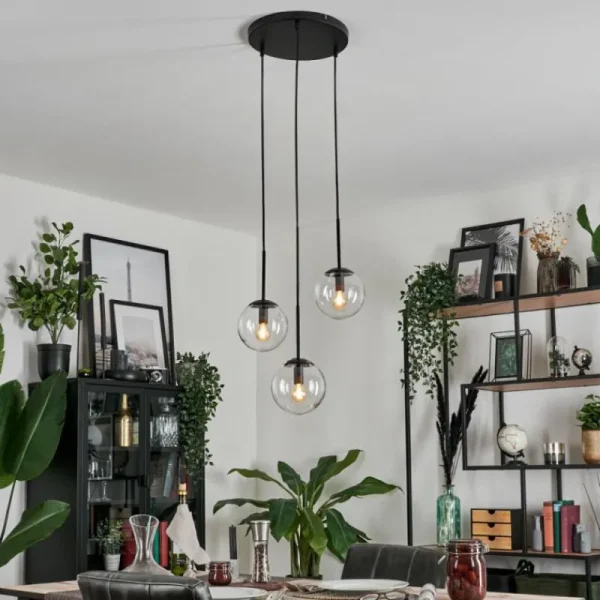 hofstein Suspension - Verre Gastor Clair, 3 lumières* Lampes En Verre