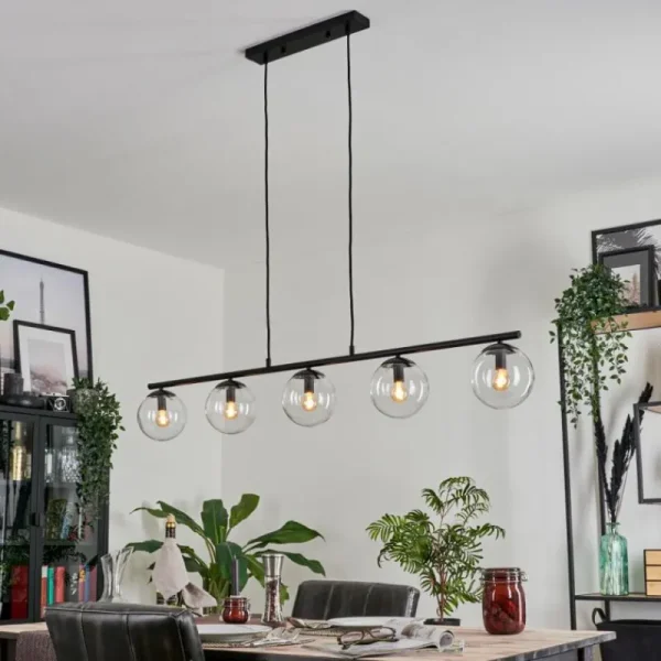 hofstein Suspension - Verre Gastor Clair, 5 lumières* Lampes En Verre