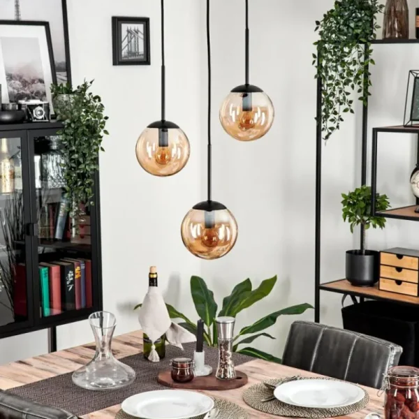 hofstein Suspension - Verre Gastor Ambre, 3 lumières* Lampes En Verre