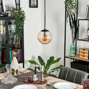hofstein Suspension - Verre Gastor Ambre, 1 lumière* Lampes En Verre