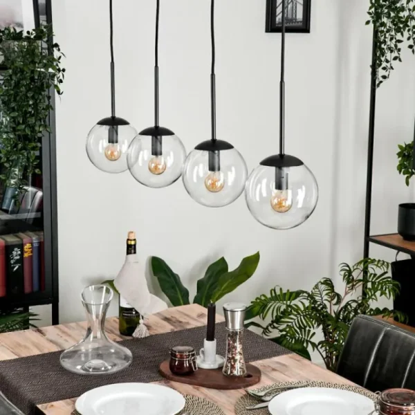 hofstein Suspension - Verre Gastor Clair, 4 lumières* Lampes En Verre