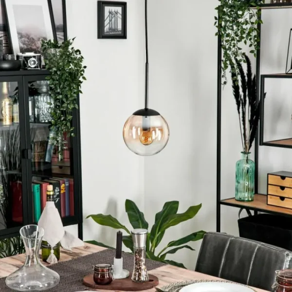 hofstein Suspension - Verre Gastor Ambre, Clair, 1 lumière* Lampes En Verre