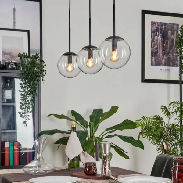 hofstein Suspension - Verre Gastor Clair, 3 lumières* Lampes En Verre