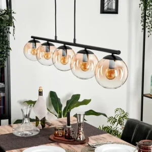 hofstein Suspension - Verre Gastor Ambre, Clair, 5 lumières* Lampes En Verre