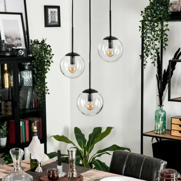 hofstein Suspension - Verre Gastor Clair, 3 lumières* Lampes En Verre