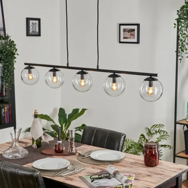 hofstein Suspension - Verre Gastor Clair, 5 lumières* Lampes En Verre