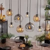 hofstein Suspension - Verre Koyoto Ambre, Chrome, Clair, Fumé, 8 lumières* Lampes Modernes