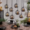 hofstein Suspension - Verre Koyoto Chrome, Fumé, 8 lumières* Lampes Modernes