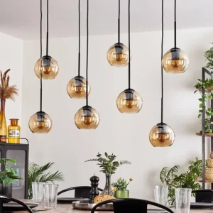 hofstein Suspension - Verre Koyoto Ambre, 8 lumières* Lampes En Verre