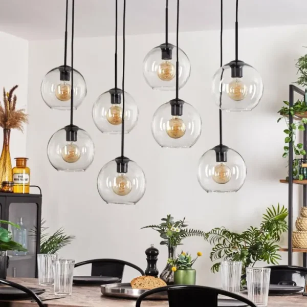 hofstein Suspension - Verre Koyoto Clair, 8 lumières* Lampes En Verre