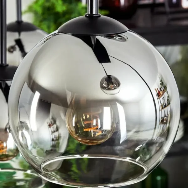 hofstein Suspension - Verre Koyoto Chrome, Clair, Fumé, 6 lumières* Lampes Modernes