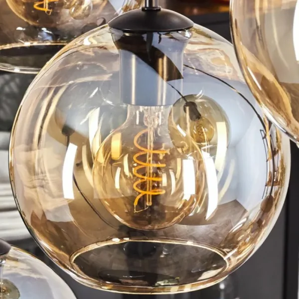 hofstein Suspension - Verre Koyoto Ambre, 8 lumières* Lampes En Verre