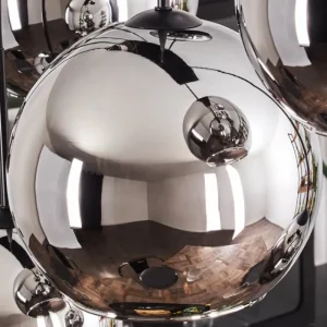 hofstein Suspension - Verre Koyoto Chrome, Fumé, 8 lumières* Lampes Modernes