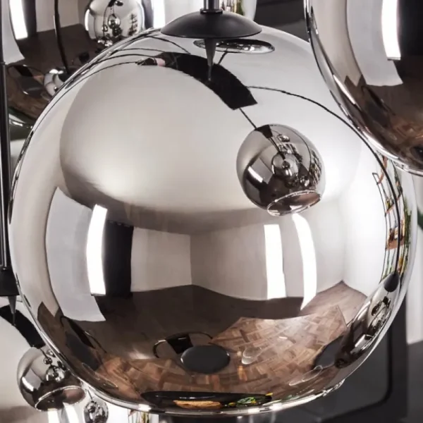 hofstein Suspension - Verre Koyoto Chrome, Fumé, 8 lumières* Lampes Modernes