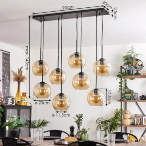 hofstein Suspension - Verre Koyoto Ambre, 8 lumières* Lampes En Verre
