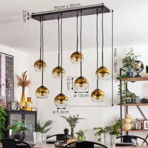 hofstein Suspension - Verre Koyoto Or, Clair, 8 lumières* Lampes En Verre