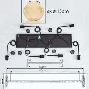 hofstein Suspension - Verre Koyoto Ambre, Clair, 6 lumières* Lampes En Verre
