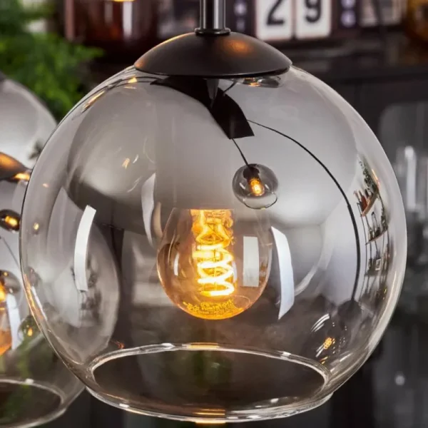 hofstein Suspension - Verre Koyoto Clair, Fumé, 6 lumières* Lampes Modernes