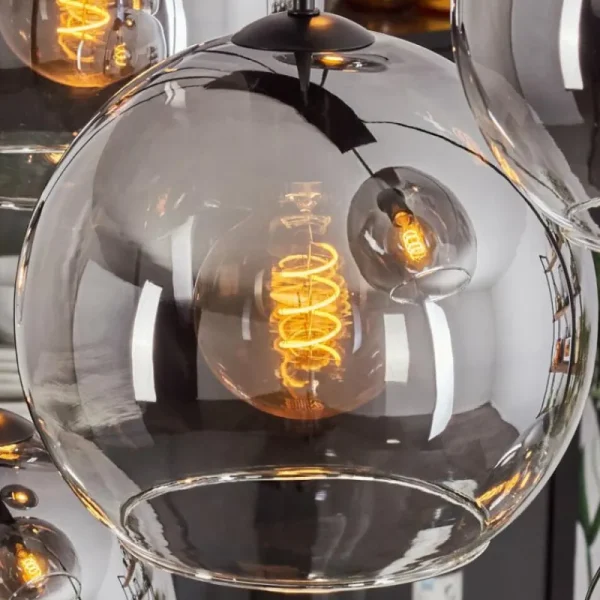 hofstein Suspension - Verre Koyoto Clair, Fumé, 8 lumières* Lampes Modernes