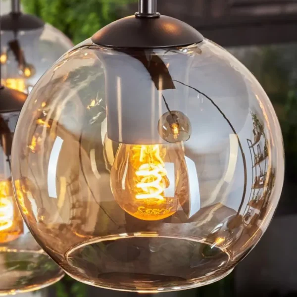 hofstein Suspension - Verre Koyoto Ambre, 8 lumières* Lampes En Verre