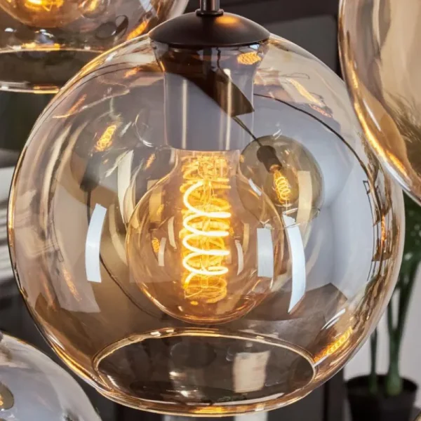 hofstein Suspension - Verre Koyoto Ambre, 8 lumières* Lampes En Verre