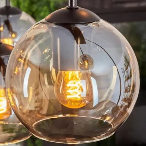 hofstein Suspension - Verre Koyoto Ambre, Clair, 6 lumières* Lampes En Verre