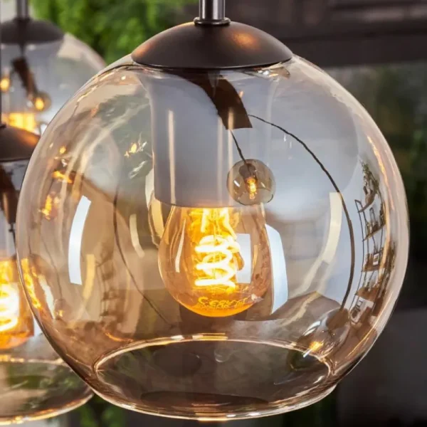 hofstein Suspension - Verre Koyoto Ambre, Clair, 6 lumières* Lampes En Verre