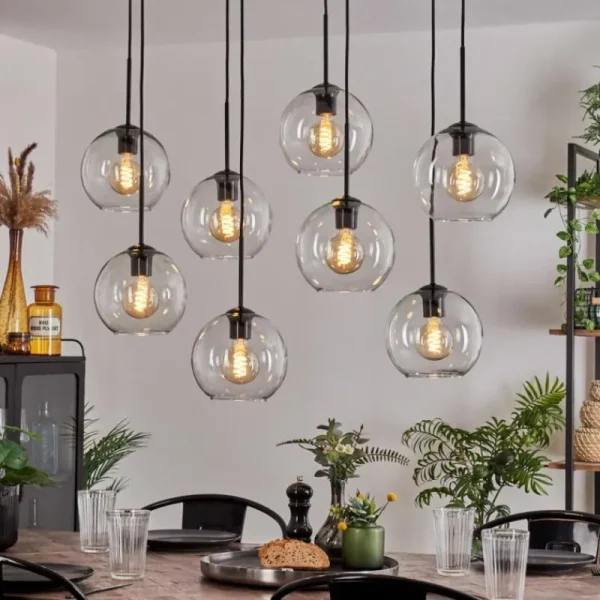 hofstein Suspension - Verre Koyoto Clair, 8 lumières* Lampes En Verre