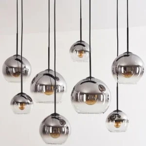 hofstein Suspension - Verre Koyoto Clair, Fumé, 8 lumières* Lampes Modernes