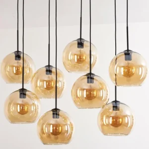 hofstein Suspension - Verre Koyoto Ambre, 8 lumières* Lampes En Verre