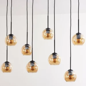 hofstein Suspension - Verre Koyoto Ambre, 8 lumières* Lampes En Verre