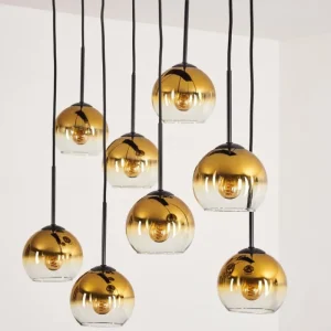 hofstein Suspension - Verre Koyoto Or, Clair, 8 lumières* Lampes En Verre