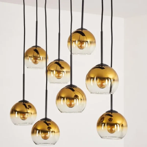 hofstein Suspension - Verre Koyoto Or, Clair, 8 lumières* Lampes En Verre