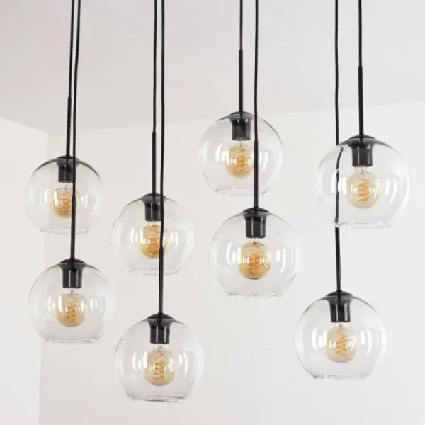 hofstein Suspension - Verre Koyoto Clair, 8 lumières* Lampes En Verre