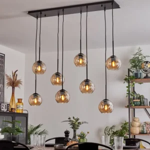 hofstein Suspension - Verre Koyoto Ambre, 8 lumières* Lampes En Verre