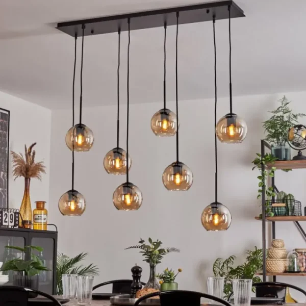 hofstein Suspension - Verre Koyoto Ambre, 8 lumières* Lampes En Verre