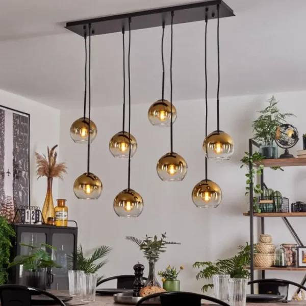 hofstein Suspension - Verre Koyoto Or, Clair, 8 lumières* Lampes En Verre