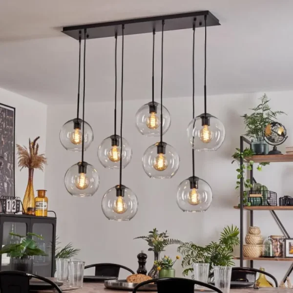 hofstein Suspension - Verre Koyoto Clair, 8 lumières* Lampes En Verre