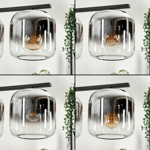 hofstein Suspension - Verre Lauden Chrome, Clair, Fumé, 4 lumières* Lampes Modernes