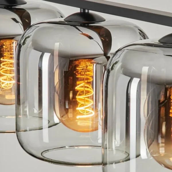 hofstein Suspension - Verre Lauden Chrome, Clair, Fumé, 4 lumières* Lampes Modernes