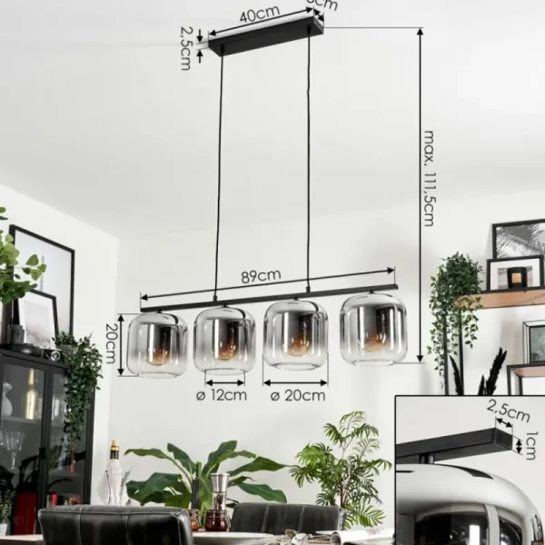 hofstein Suspension - Verre Lauden Clair, Fumé, 4 lumières* Lampes Modernes