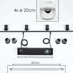 hofstein Suspension - Verre Lauden Chrome, Clair, Fumé, 4 lumières* Lampes Modernes