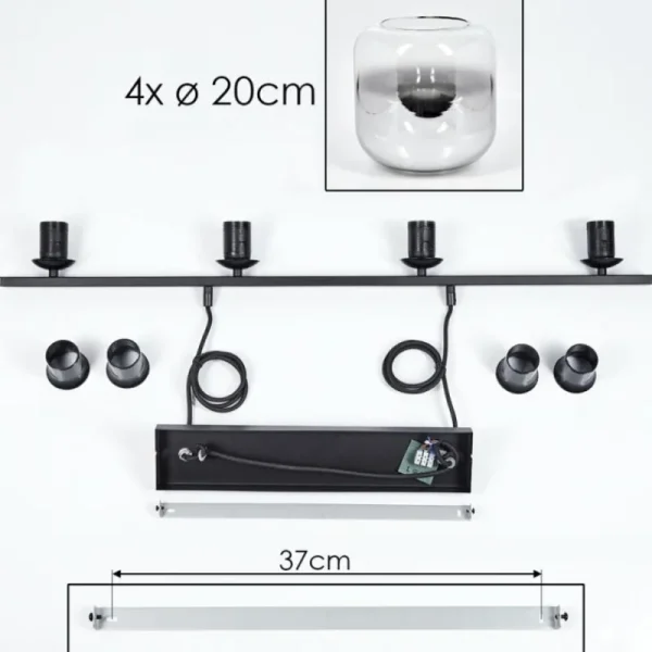hofstein Suspension - Verre Lauden Chrome, Clair, Fumé, 4 lumières* Lampes Modernes