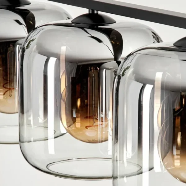 hofstein Suspension - Verre Lauden Chrome, Clair, Fumé, 4 lumières* Lampes Modernes