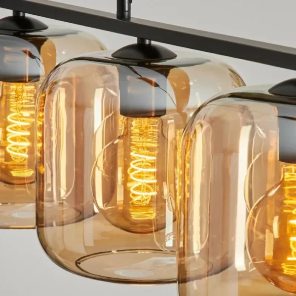 hofstein Suspension - Verre Lauden Ambre, 4 lumières* Lampes En Verre