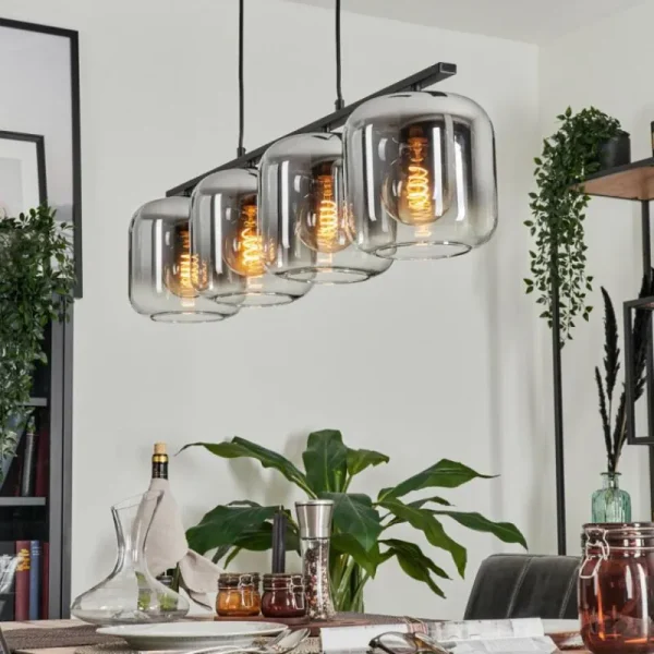 hofstein Suspension - Verre Lauden Clair, Fumé, 4 lumières* Lampes Modernes